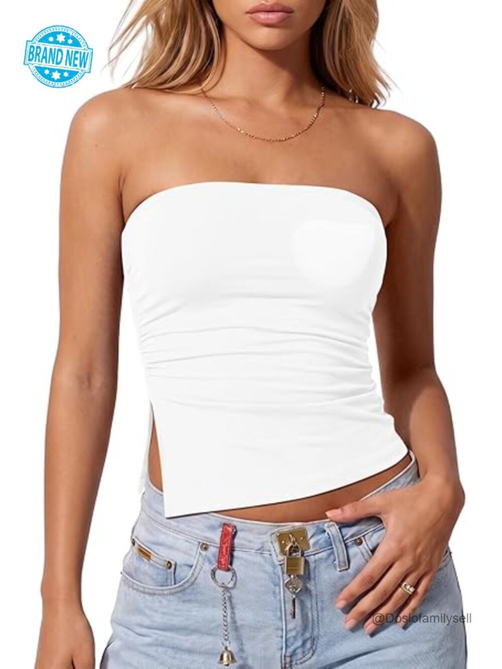 Strapless Tube Top Built-in Bra Double Lined Backless Y2K Crop Tank Tops